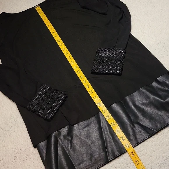 Bailey 44 Mini Layered Sheath Dress Long Sleeves Vegan Leather / Sz S / Black - Picture 13 of 16